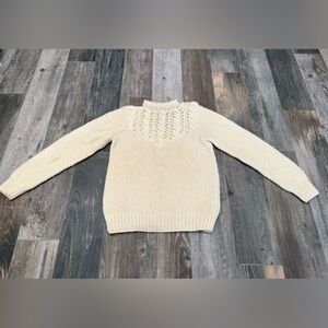 VANESSA Vintage Handmade 100% Wool Sweater Sz Large Fishermen Knit Cream